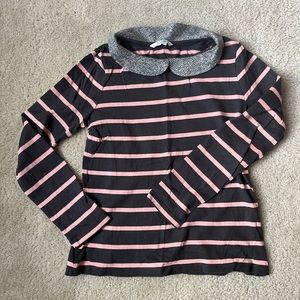 Boden UK12/US8 chocolate and pink striped longsleeve with glitter collar(!)